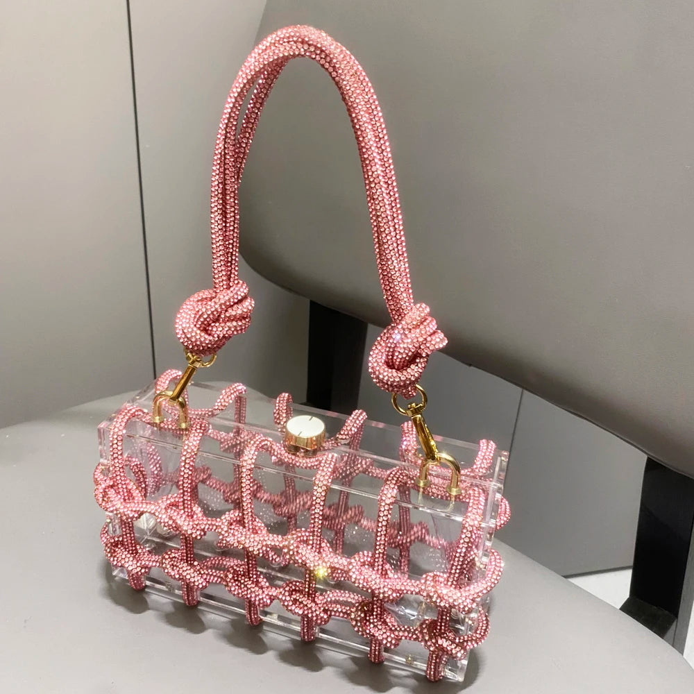 Rhinestone Transparent Clutch Bag
