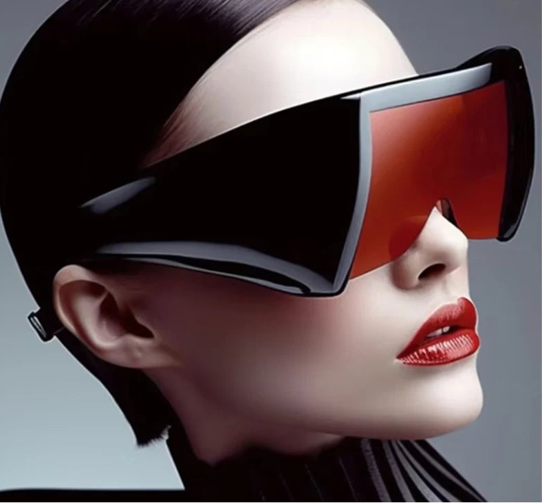 Big Frame One-Piece Square Shield Sunglasses
