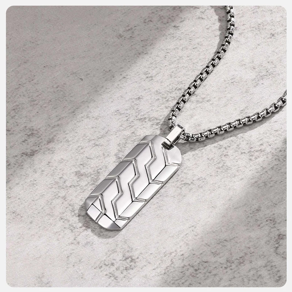 Tyre Pattern Military Army Style Dog Tag Pendant Necklace
