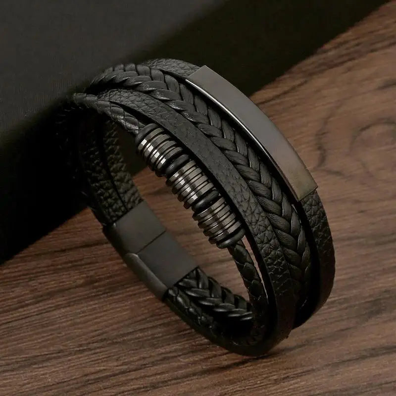 Men's Leather Engravable Bracelet