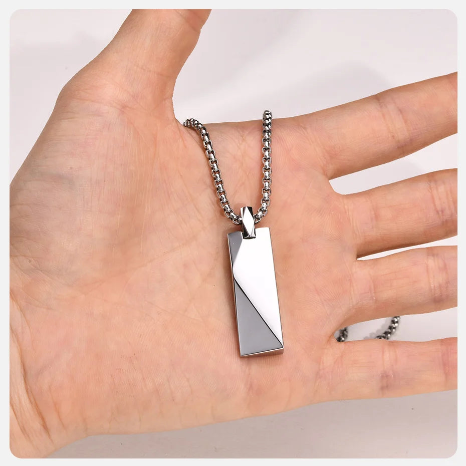 Geometric Rectangle Bar Pendant Necklace