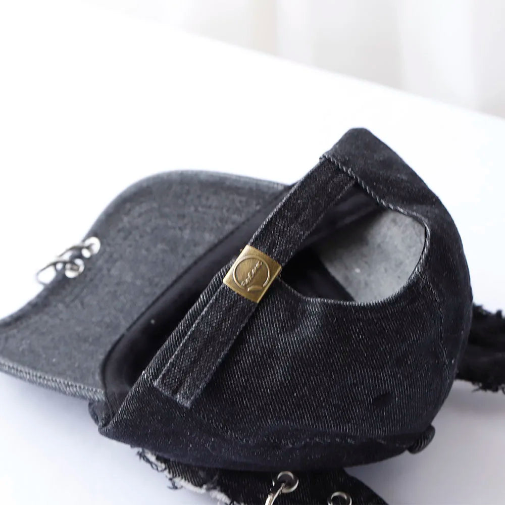 3D Ears Punk Ripped Denim Baseball Cap
