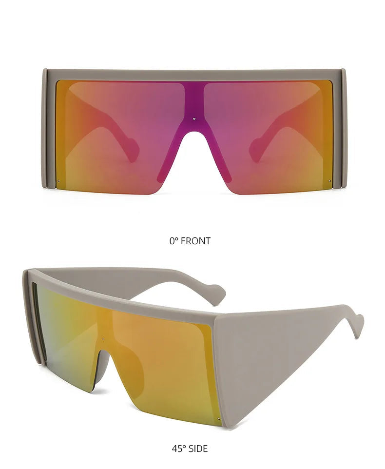 Big Frame One-Piece Square Shield Sunglasses