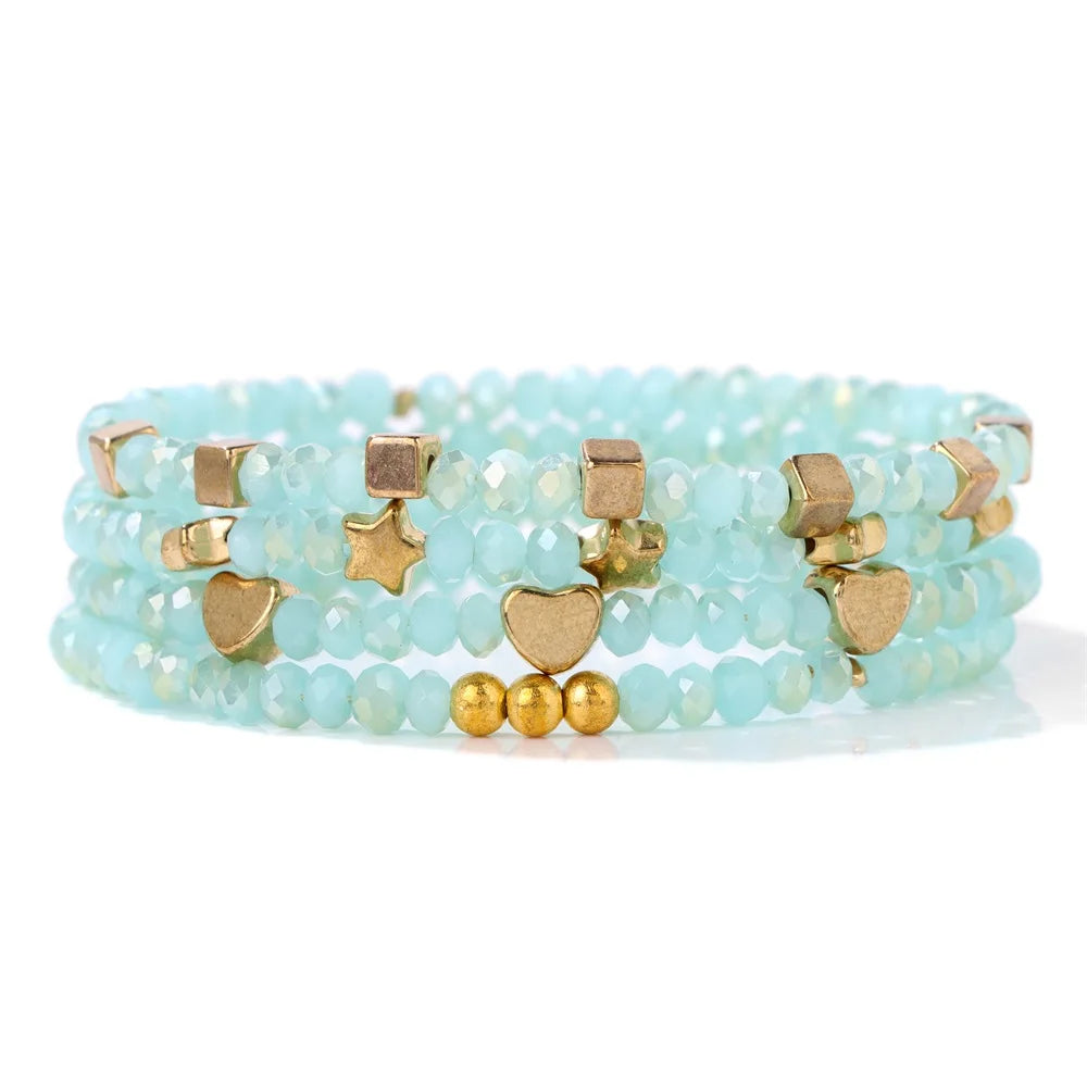 4Pcs Set Crystal Glass Bead Bracelet