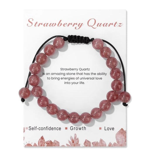 Natural Stone Beads Adjustable Bracelet with Card