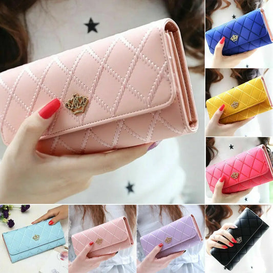 Diamond Pattern Leather Long Wallet