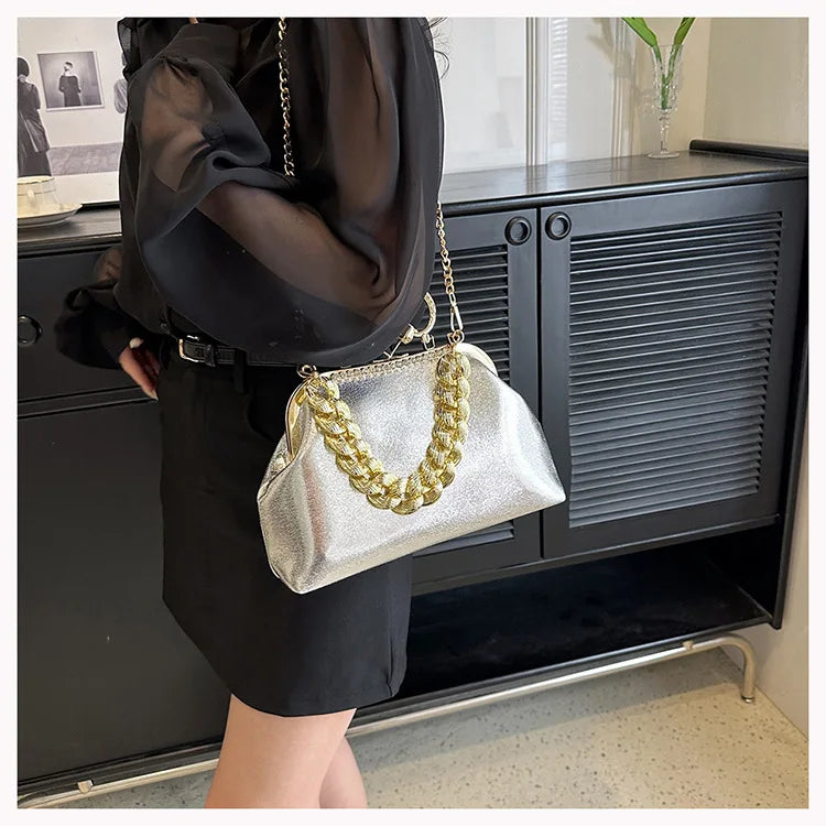 Elegant Gold Chain Clutch Bag