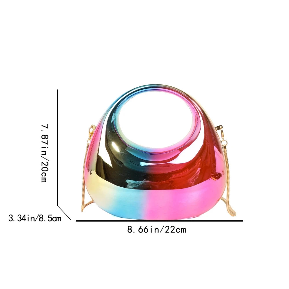 Mirror Effect Small Crescent Handbag - Multicolour