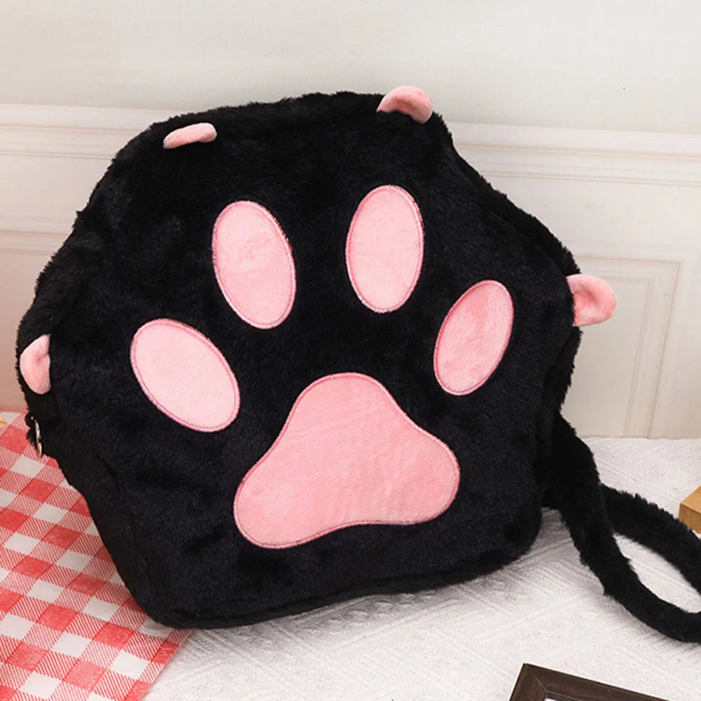 Cute Cat Paw Plush Backpack