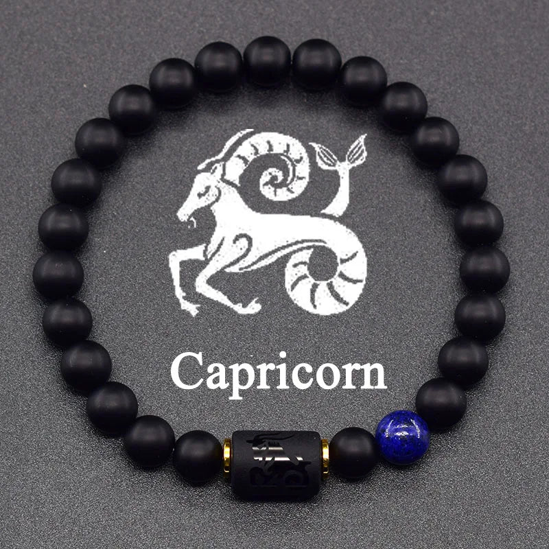Zodiac Signs Constellation Bracelet - Black Agate