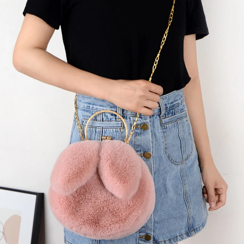 Cute Plush Rabbit Ears Handbag