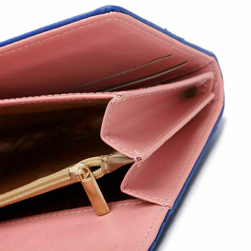 Diamond Pattern Leather Long Wallet