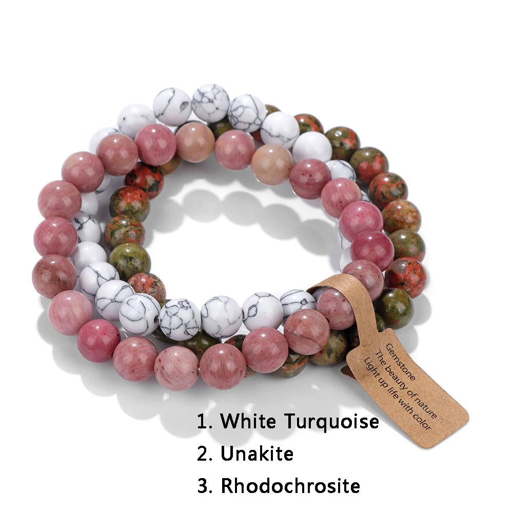3Pcs Natural Stone Bracelet Set