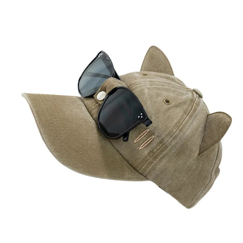 Washed Baseball Cap With Sunglasses Set