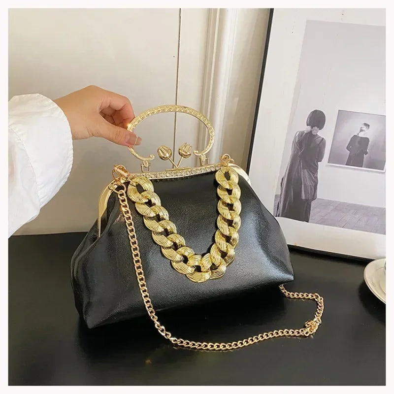 Elegant Gold Chain Clutch Bag