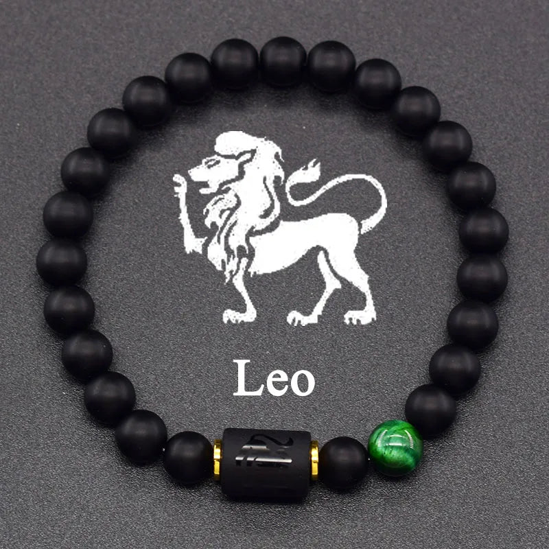 Zodiac Signs Constellation Bracelet - Black Agate