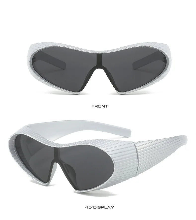 Futuristic Oversized One-Piece Cat Eye Sunglasses