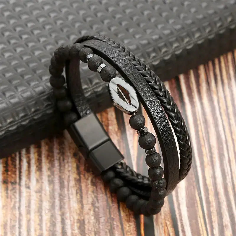 Fashion Strand Bead Leather Bracelet