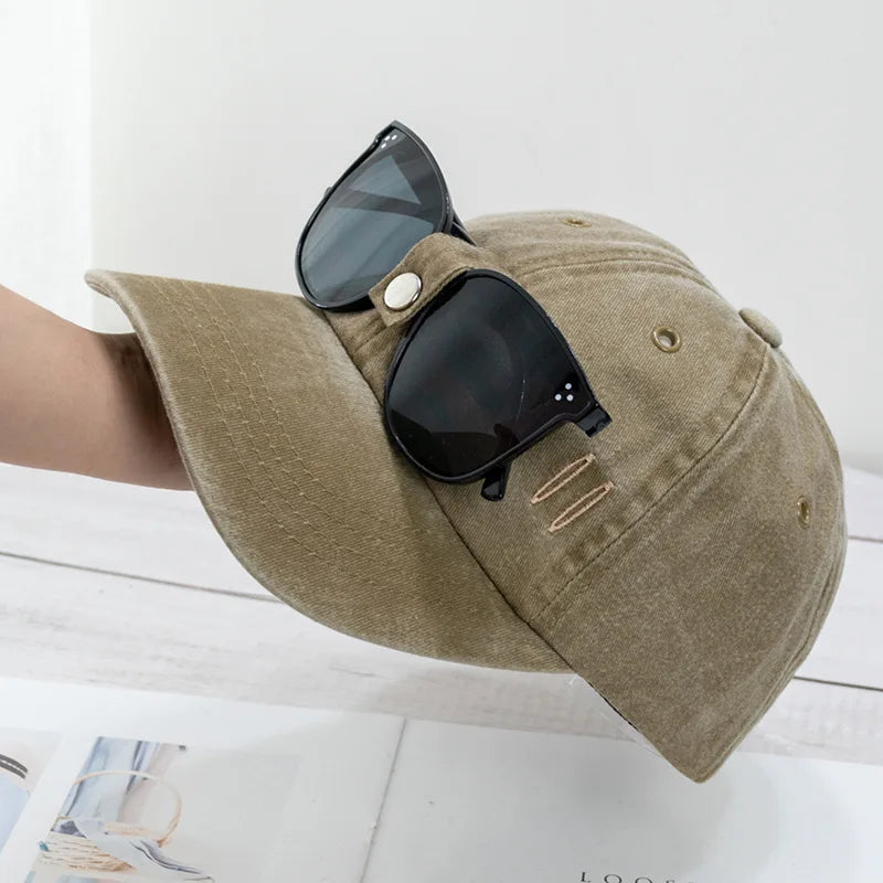 Washed Baseball Cap With Sunglasses Set