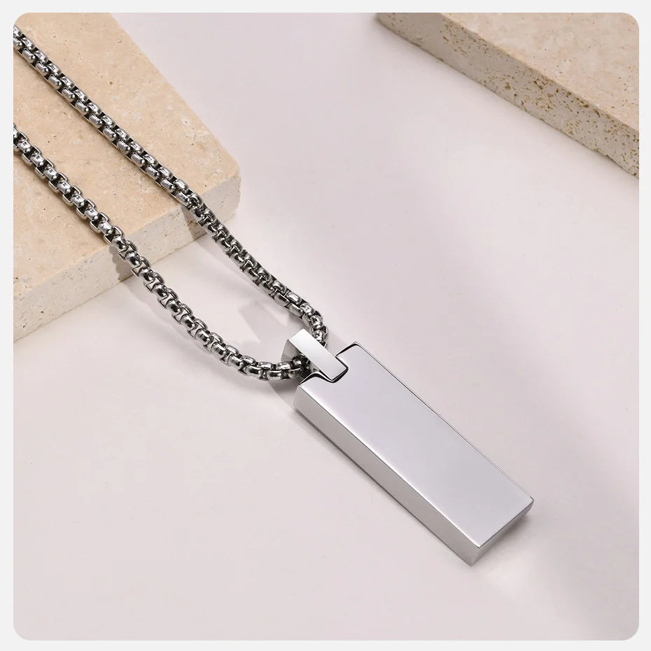 Geometric Rectangle Bar Pendant Necklace