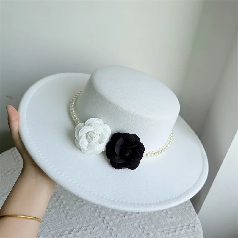 Wide Brim Roses French Fedora Hat