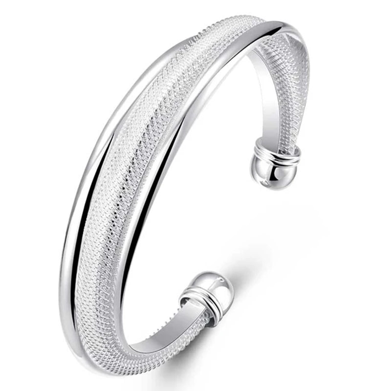 925 Sterling Silver Open Cuff Bangle Bracelet