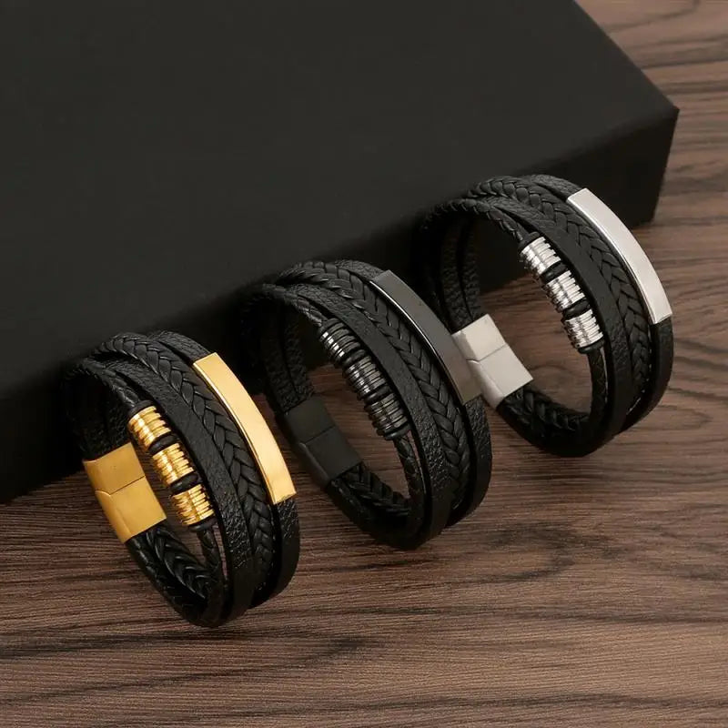 Men's Leather Engravable Bracelet