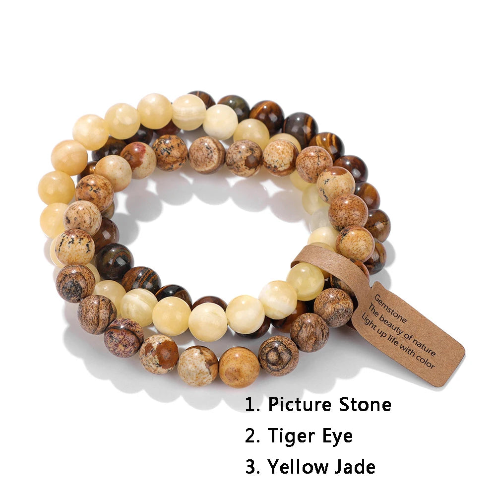 3Pcs Natural Stone Bracelet Set