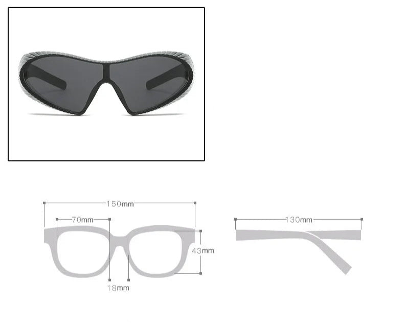 Futuristic Oversized One-Piece Cat Eye Sunglasses