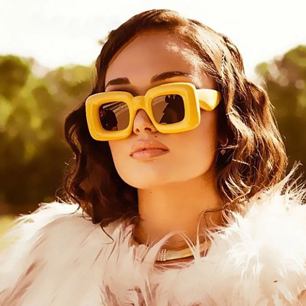 Quirky Oversized Square Thick Frame Sunglasses