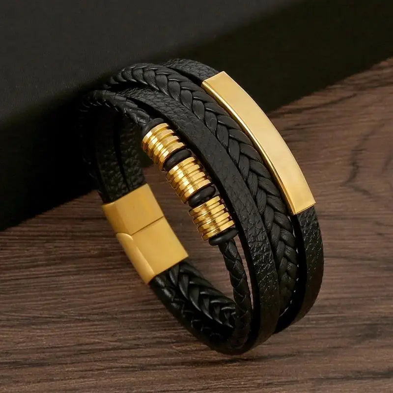 Men's Leather Engravable Bracelet