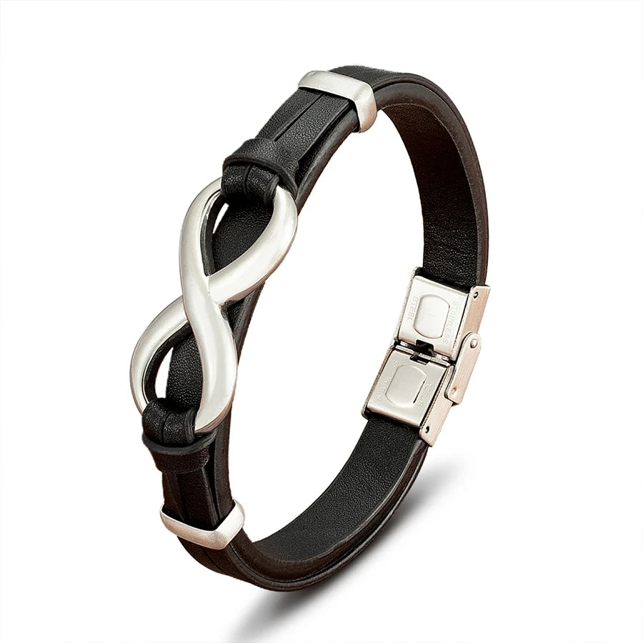 Infinity Symbol Men's Leather Bracelet