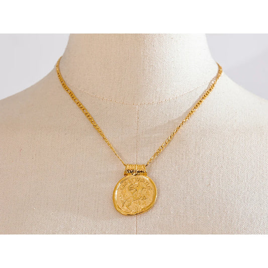 Zodiac Gold Coin Pendant Necklace