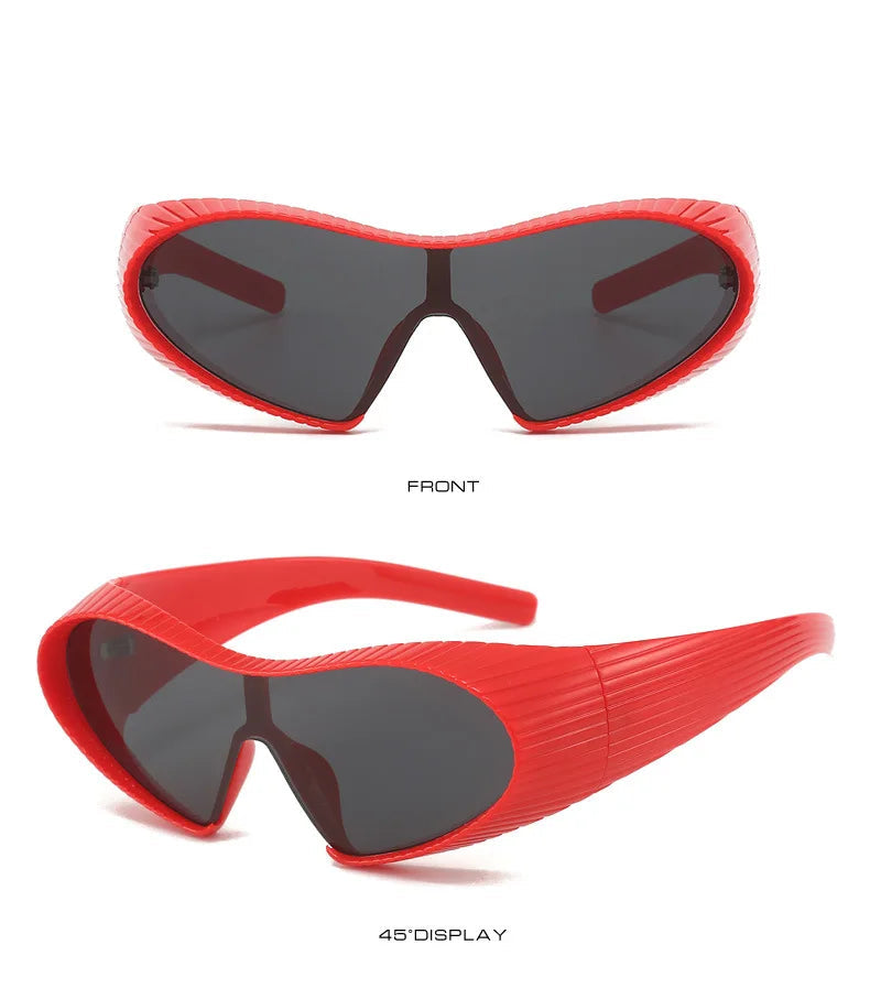 Futuristic Oversized One-Piece Cat Eye Sunglasses