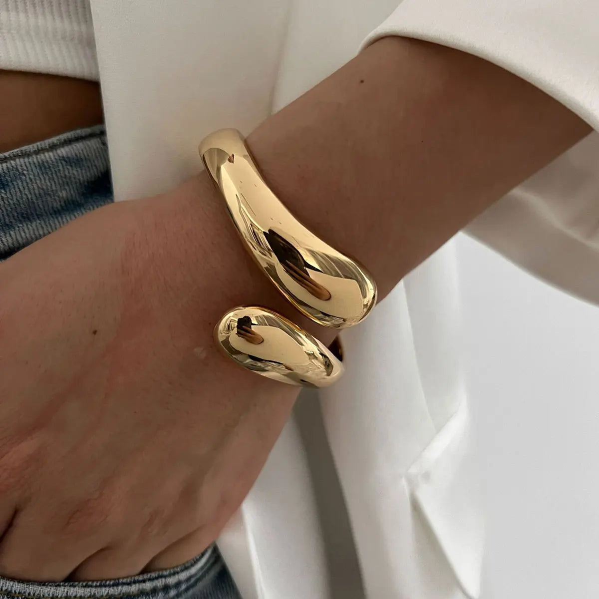 Chunky Gold Silver Bangle Cuff Bracelet
