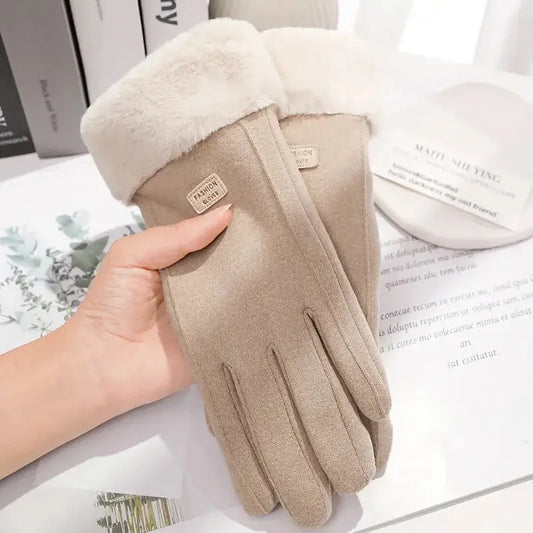 Women's Winter Suede Plush Gloves
