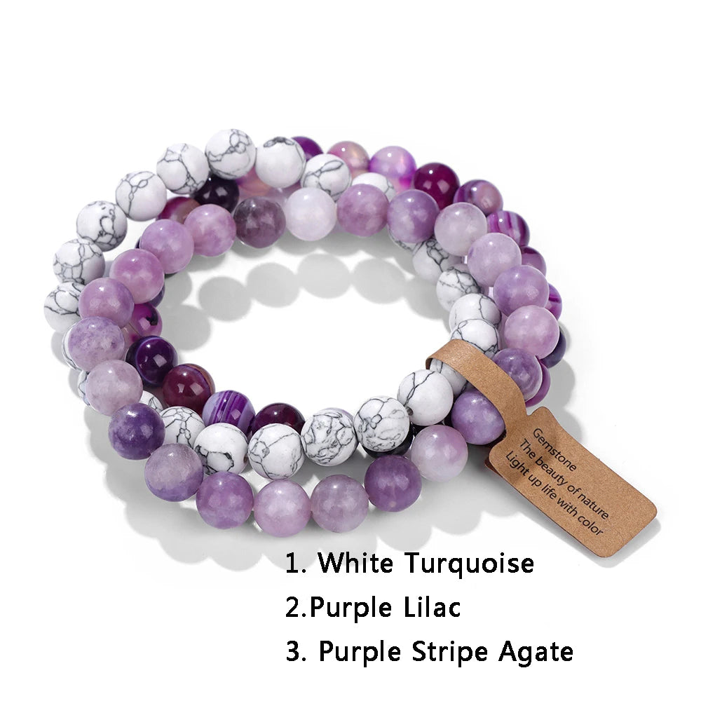 3Pcs Natural Stone Bracelet Set