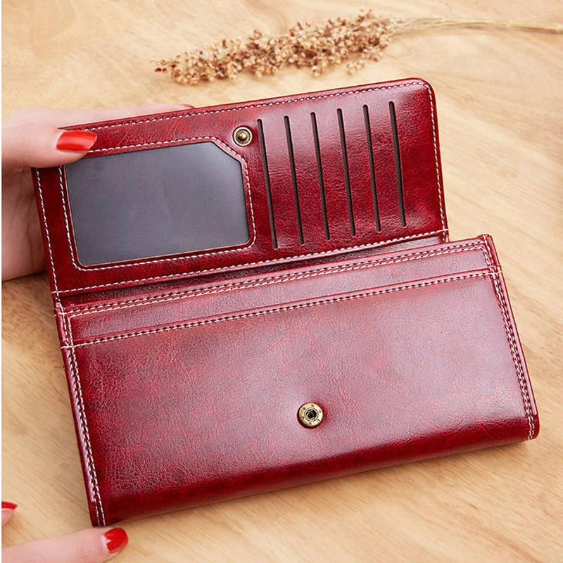 Elegant Long Leather Ladies Wallet