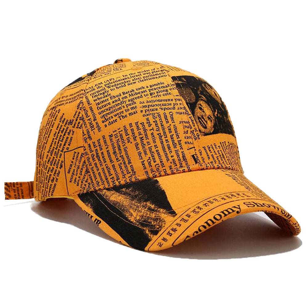 Newspaper Print Design Baseball Cap