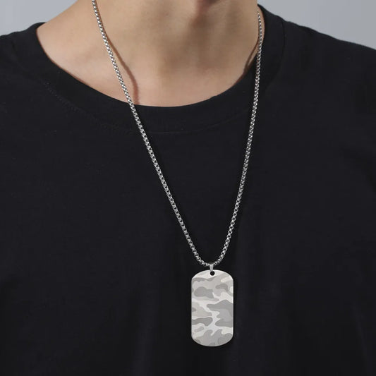 Camouflage Military Dog Tag Chain Necklace