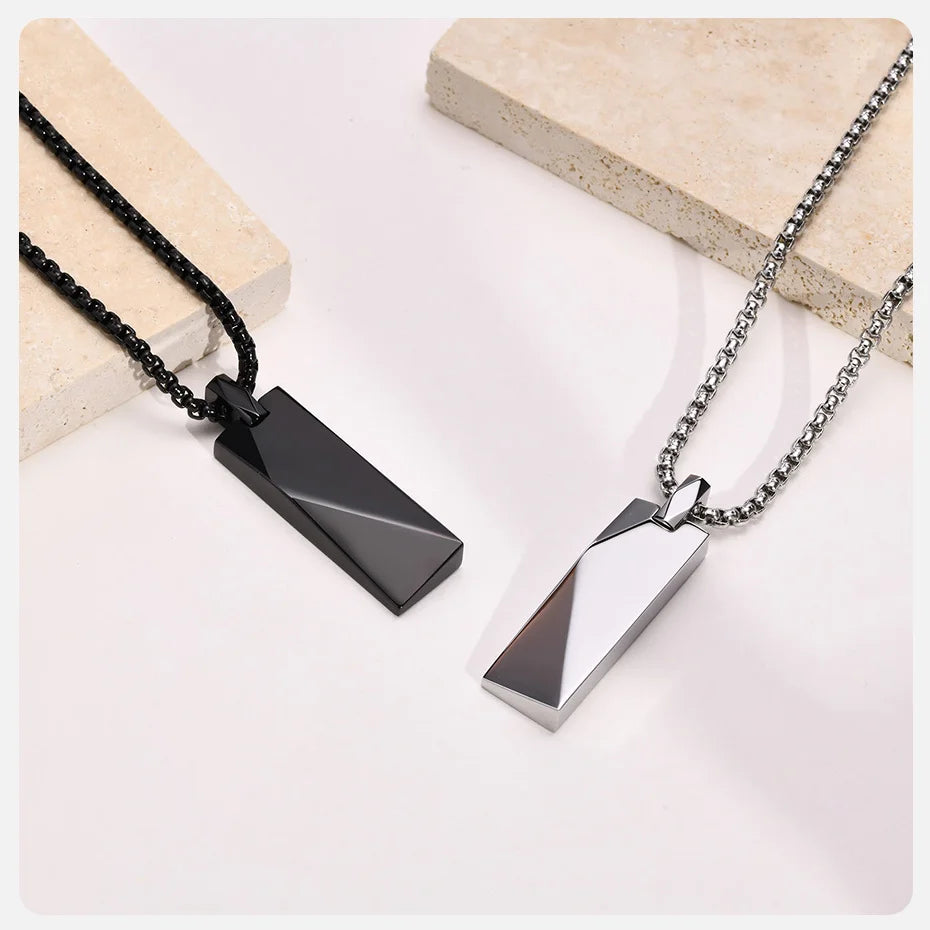 Geometric Rectangle Bar Pendant Necklace