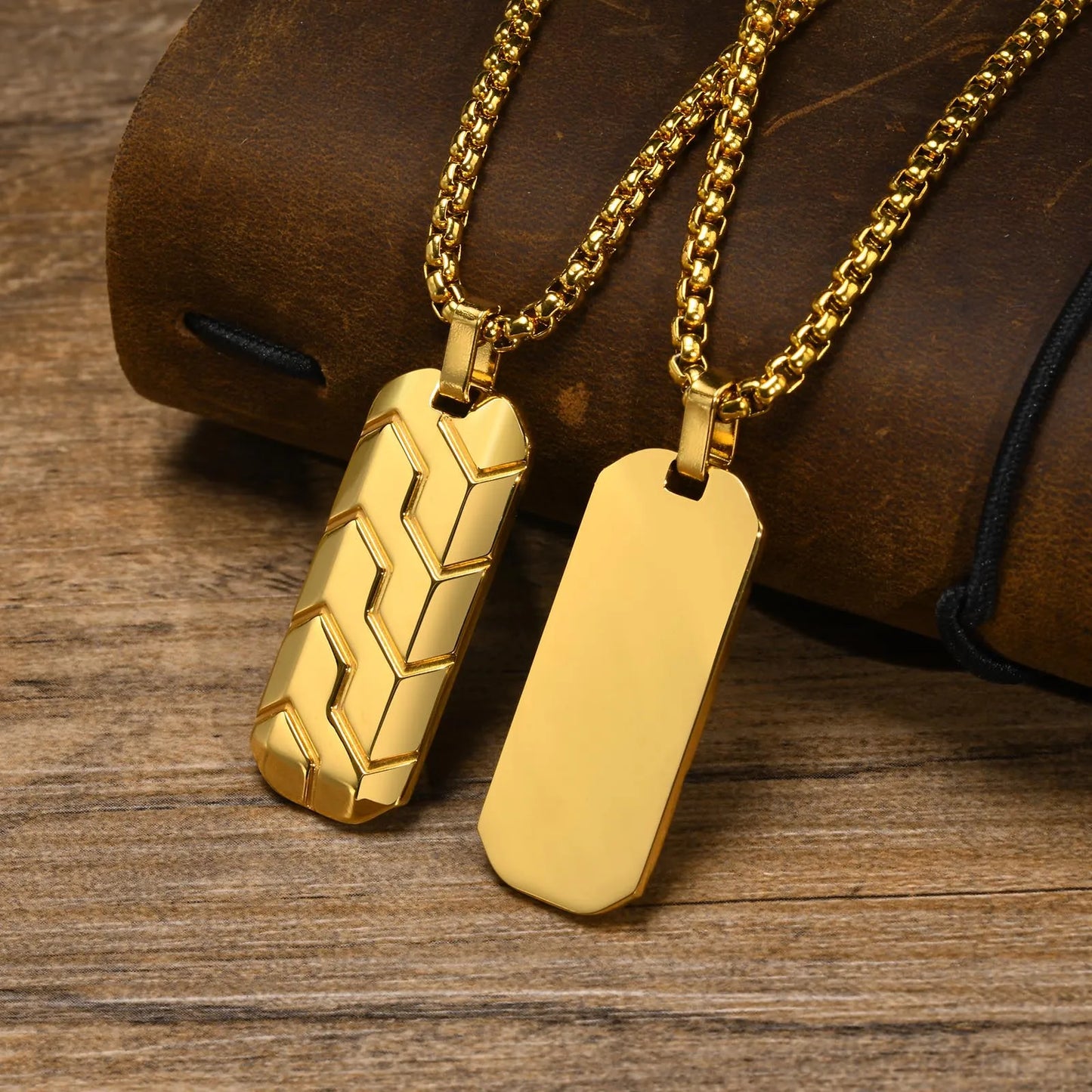 Tyre Pattern Military Army Style Dog Tag Pendant Necklace