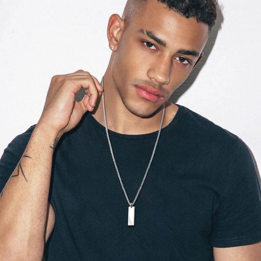 Geometric Rectangle Bar Pendant Necklace