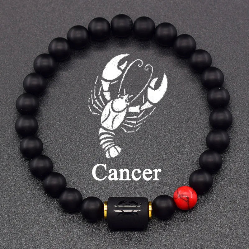 Zodiac Signs Constellation Bracelet - Black Agate