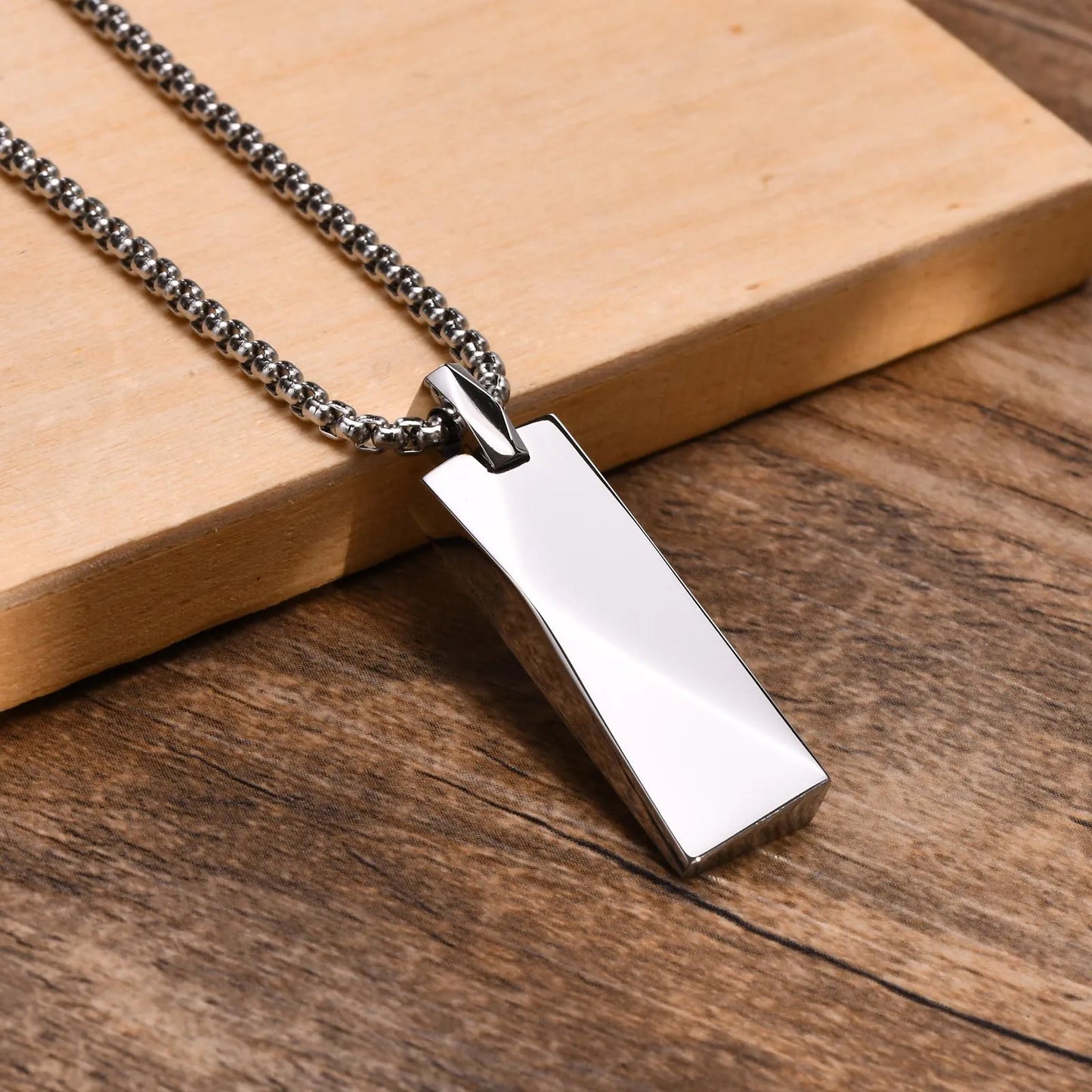 Geometric Rectangle Bar Pendant Necklace