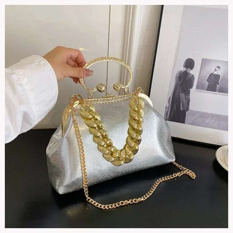 Elegant Gold Chain Clutch Bag