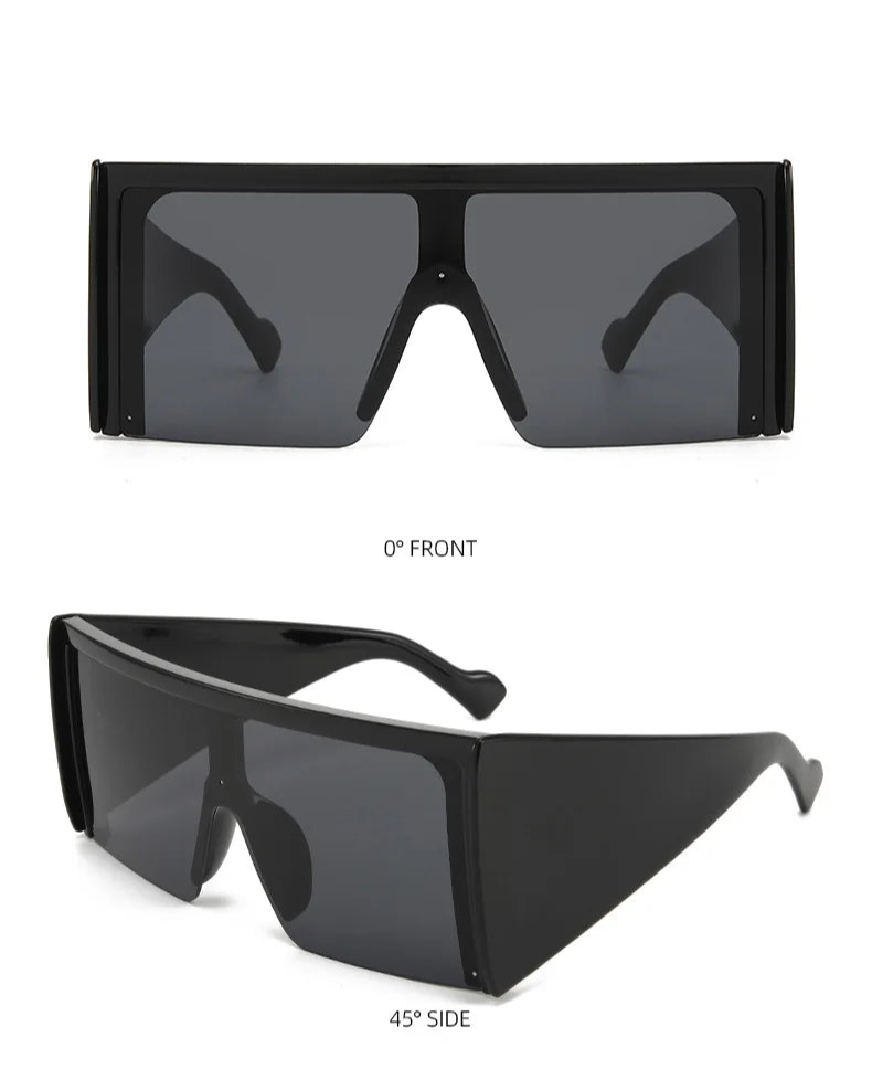 Big Frame One-Piece Square Shield Sunglasses