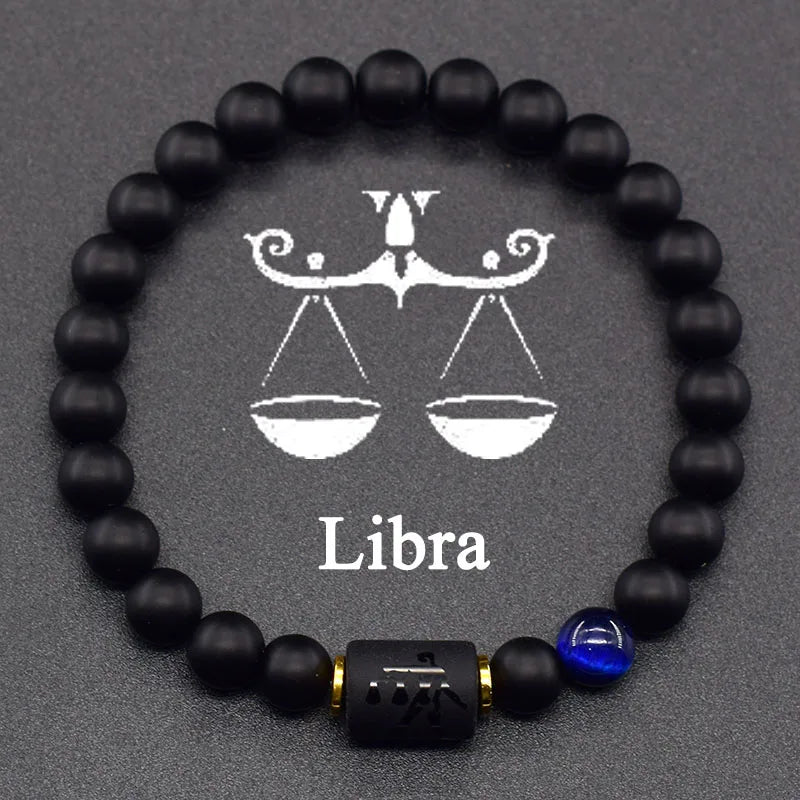 Zodiac Signs Constellation Bracelet - Black Agate