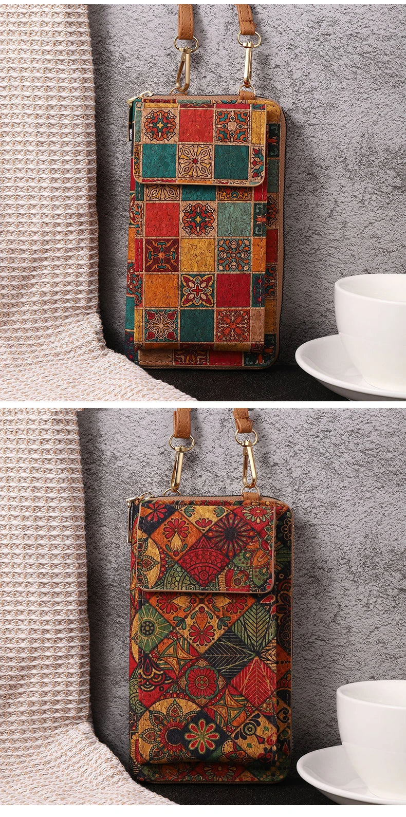 Retro Bohemian Style Wallet with Shoulder Strap