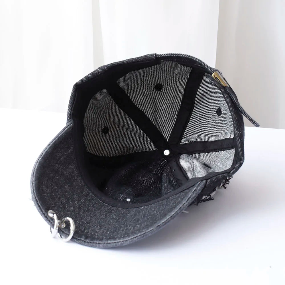 3D Ears Punk Ripped Denim Baseball Cap